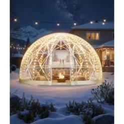 VEVOR Garden Dome Igloo, 12 x 7.2 ft Outdoor Clear Bubble Tent for 4-7 Person, Weatherproof Geodesic Dome Greenhouse with Window, PVC Igloo Tent for Backyard Patios Camping Party Wedding