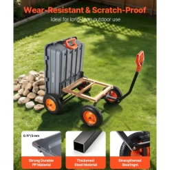 VEVOR Garden Dump Cart, 1500 lbs Poly Dump Cart, Garden Carts Dumps Wagon with 90° Quick-Dumps Mechanism, Adjustable Handle, 270° Flexible Rotating Bearings, Yard Wagon for Plants, Soil, Crops