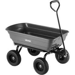 VEVOR Garden Dump Cart, 600 lbs Poly Dump Cart, Garden Carts Dumps Wagon with 90° Quick-Dumps Mechanism, 180° Swivel Wheels, 270° Flexible Rotating Bearings, Yard Wagon for Plants, Soil, Crops