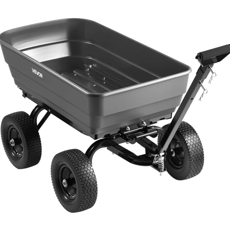 VEVOR Garden Dump Cart, 1200 lbs Poly Dump Cart, 6 Cu. Ft. Garden Carts Dumps Wagon with 2-in-1 Convertible Handle, 90° Quick-Dumps Mechanism, 180° Swivel Wheels, Yard Wagon for Plants, Soil, Crops