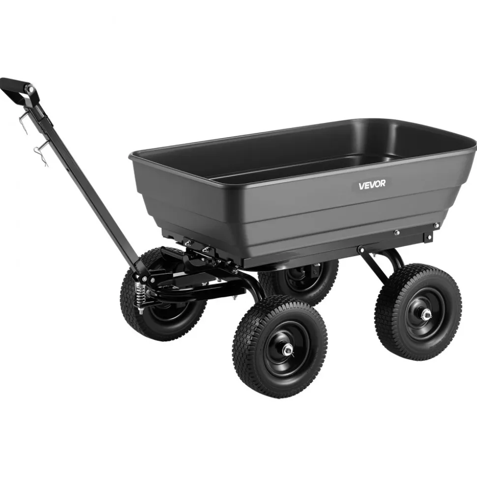 VEVOR Garden Dump Cart, 1200 lbs Poly Dump Cart, 6 Cu. Ft. Garden Carts Dumps Wagon with 2-in-1 Convertible Handle, 90° Quick-Dumps Mechanism, 180° Swivel Wheels, Yard Wagon for Plants, Soil, Crops