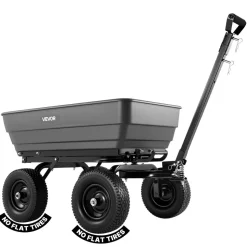 VEVOR Garden Dump Cart, 1200 lbs Poly Dump Cart, 7 Cu. Ft. Garden Carts Dumps Wagon with 2-in-1 Convertible Handle, 90° Quick-Dumps Mechanism, 180° Swivel Wheels, Yard Wagon for Plants, Soil, Crops