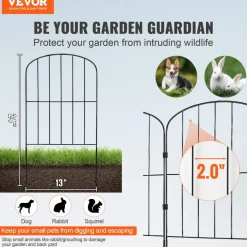 VEVOR Garden Fence, 24in(H) x11ft(L) Animal Barrier Fence, Underground Decorative Garden Fencing with 2 Inch Spike Spacing, Metal Dog Fence for the Yard and Outdoor Patio, 10 Pack