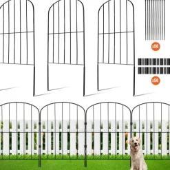 VEVOR Garden Fence, 24in(H) x30ft(L) Animal Barrier Fence, Underground Decorative Garden Fencing with 2 Inch Spike Spacing, Metal Dog Fence for the Yard and Outdoor Patio, 28 Pack