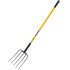 VEVOR Garden Fork, 5-Tine Gardening Pitchfork with Fiberglass Handle, 57 in Heavy Duty Digging Fork with Y Grip, Forged Steel Spading Fork for Hay Potato Composting Transplanting Aeration