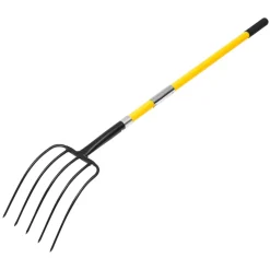VEVOR Garden Fork, 5-Tine Gardening Pitchfork with Fiberglass Handle, 57 in Heavy Duty Digging Fork with Y Grip, Forged Steel Spading Fork for Hay Potato Composting Transplanting Aeration