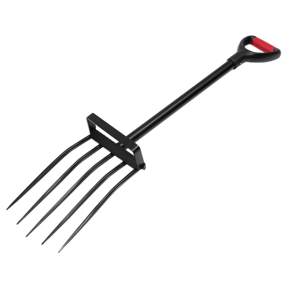 VEVOR Garden Fork, 5-Tine Gardening Pitchfork with Metal Handle, 41 in Heavy Duty Digging Fork with Y Grip, Forged Steel Spading Fork for Hay Potato Composting Transplanting Aeration