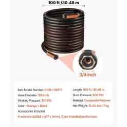 VEVOR Garden Hose, 100 ft 5/8