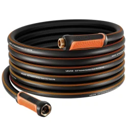 VEVOR Garden Hose, 50 ft 5/8" Heavy Duty 4-Layer Rubber Water Hose, 150PSI Working & 600PSI Burst, Flexible & Non-kink Outdoor Waterhose with 3/4" Fitting, Lightweight Hoses for Gardening Cleaning