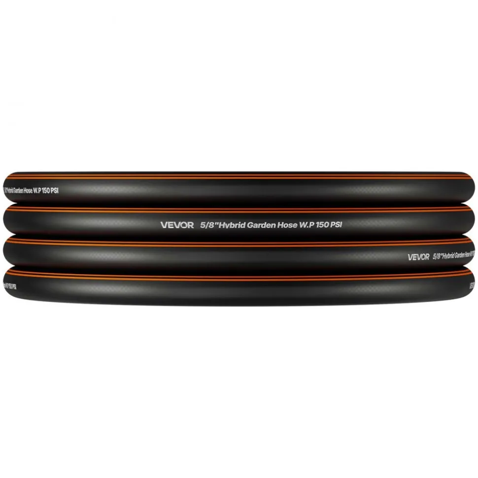 VEVOR Garden Hose, 25 ft 5/8" Heavy Duty 4-Layer Rubber Water Hose, 150PSI Working & 600PSI Burst, Flexible & Non-kink Outdoor Waterhose with 3/4" Fitting, Lightweight Hoses for Gardening Cleaning