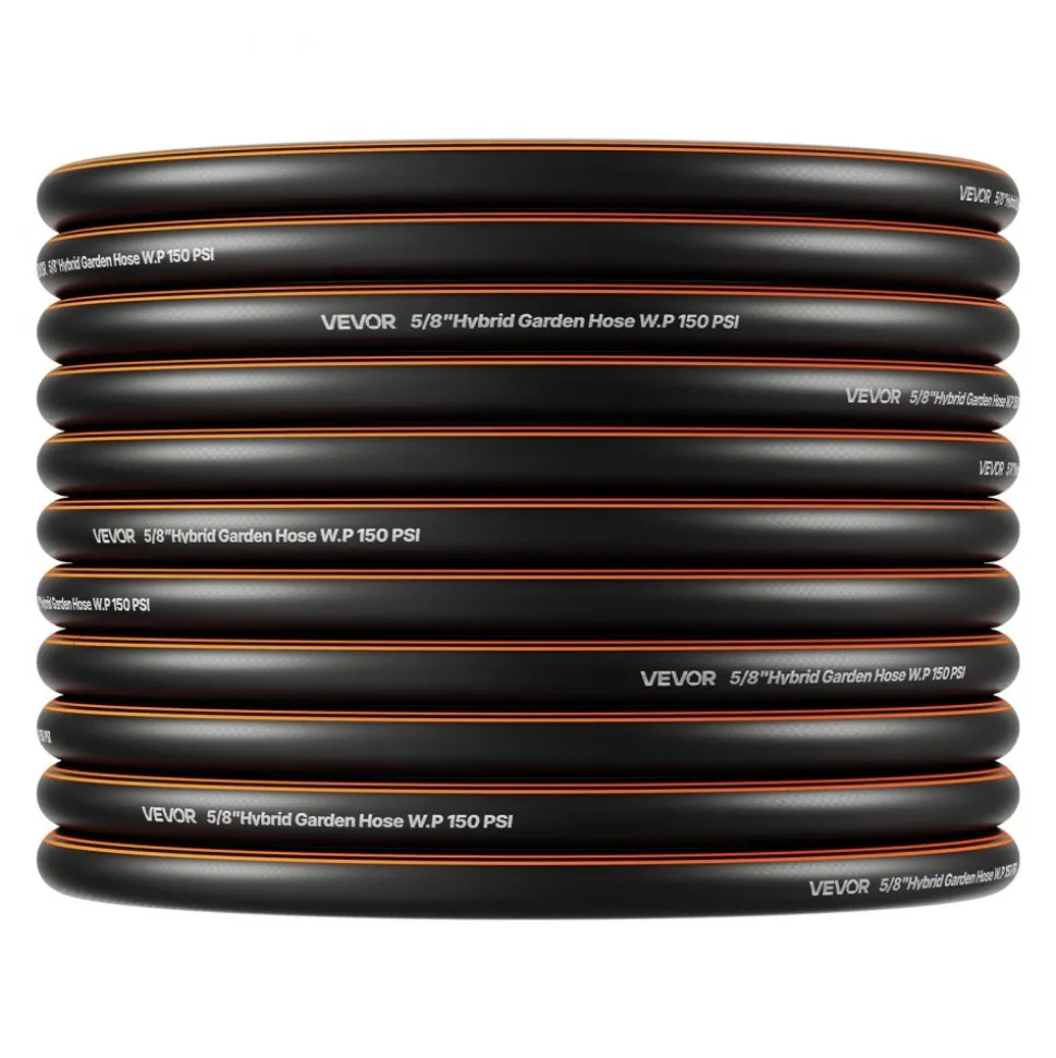 VEVOR Garden Hose, 75 ft 5/8" Heavy Duty 4-Layer Rubber Water Hose, 150PSI Working & 600PSI Burst, Flexible & Non-kink Outdoor Waterhose with 3/4" Fitting, Lightweight Hoses for Gardening Cleaning