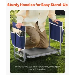 VEVOR Garden Kneeler and Seat, 11 in Wide Kneeling Pad, Heavy Duty Garden Kneeling Stool, Folding Garden Seat with 2 Tool Bags, Relieve Knee & Back Pain, Non-Slip Garden Bench for Women Grandparents