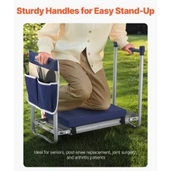VEVOR Garden Kneeler and Seat, 11 in Wide Thick Kneeling Pad, Heavy Duty Garden Kneeling Stool, Folding Garden Seat with 1 Tool Bag, Relieve Knee & Back Pain, Non-Slip Garden Bench for Grandparents