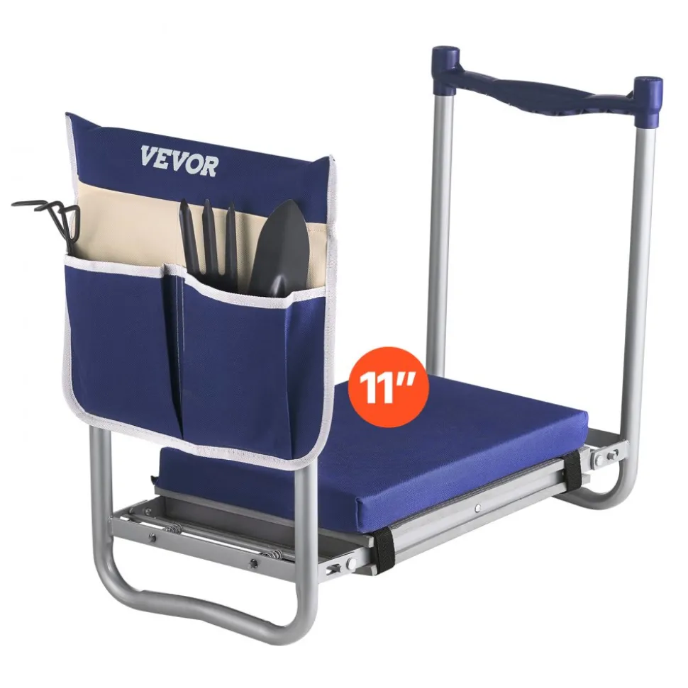 VEVOR Garden Kneeler and Seat, 11 in Wide Thick Kneeling Pad, Heavy Duty Garden Kneeling Stool, Folding Garden Seat with 1 Tool Bag, Relieve Knee & Back Pain, Non-Slip Garden Bench for Grandparents