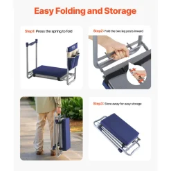 VEVOR Garden Kneeler and Seat, 11 in Wide Thick Kneeling Pad, Heavy Duty Garden Kneeling Stool, Folding Garden Seat with 1 Tool Bag, Relieve Knee & Back Pain, Non-Slip Garden Bench for Grandparents