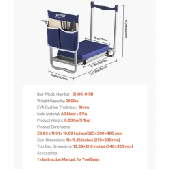 VEVOR Garden Kneeler and Seat, 11 in Wide Thick Kneeling Pad, Heavy Duty Garden Kneeling Stool, Folding Garden Seat with 1 Tool Bag, Relieve Knee & Back Pain, Non-Slip Garden Bench for Grandparents