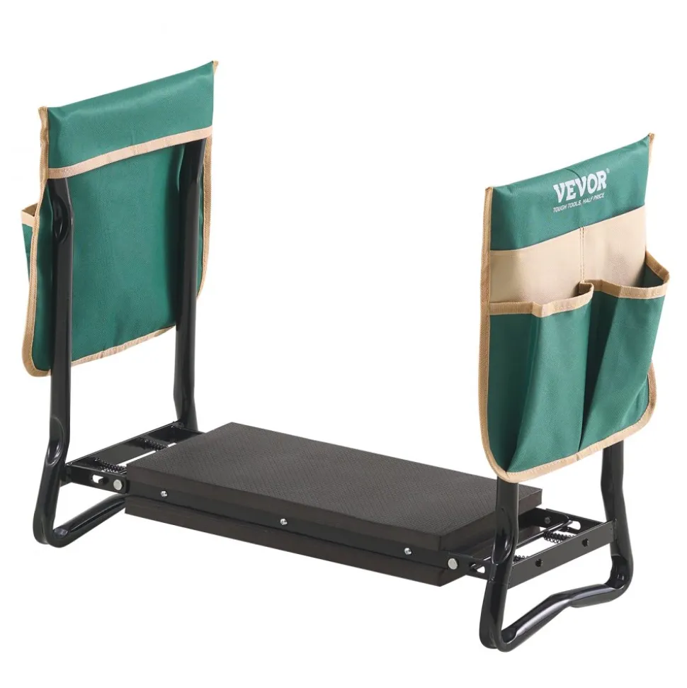 VEVOR Garden Kneeler and Seat, 8 in Wide Kneeling Pad, Heavy Duty Garden Kneeling Stool, Folding Garden Seat with 2 Tool Bags, Relieve Knee & Back Pain, Portable Garden Bench for Women Grandparents