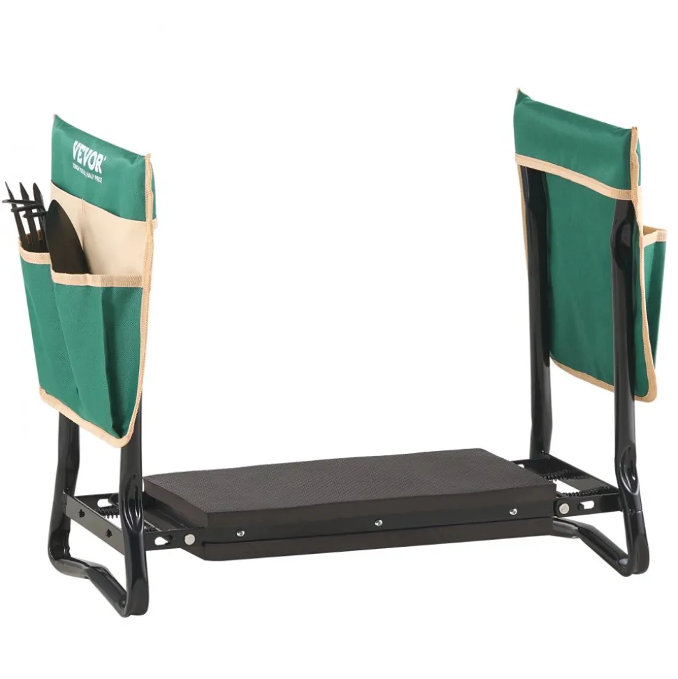 VEVOR Garden Kneeler and Seat, 8 in Wide Kneeling Pad, Heavy Duty Garden Kneeling Stool, Folding Garden Seat with 2 Tool Bags, Relieve Knee & Back Pain, Portable Garden Bench for Women Grandparents