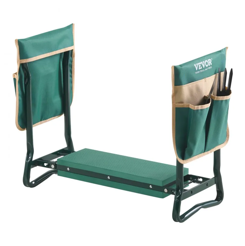 VEVOR Garden Kneeler and Seat, 6 in Wide Kneeling Pad, Heavy Duty Garden Kneeling Stool, Folding Garden Seat with 2 Tool Bags, Relieve Knee & Back Pain, Portable Garden Bench for Women Grandparents