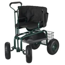 VEVOR Garden Seat with Wheels, Rolling Garden Stool with Height Adjustable & 360° Swivel Seat, 400lbs Weight Capacity, Gardening Cart Bench, Ergonomic Backrest & Tool Storage, for Garden, Yard, Patio
