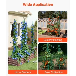 VEVOR Garden Stakes, 50 Pack, 70.87 inch, Plastic Coated Metal Tomato Stakes, Garden Sticks for Plants Support, with Pointed End and Non-Slip Bumps for Growing Climbing Plants, Outdoor Vegetables