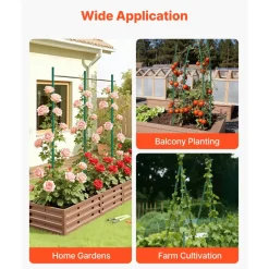 VEVOR Garden Stakes, 10 Pack, 93.7 inch, Plastic Coated Metal Tomato Stakes, Garden Sticks for Plants Support, with Pointed End and Non-Slip Bumps for Growing Climbing Plants, Outdoor Vegetables