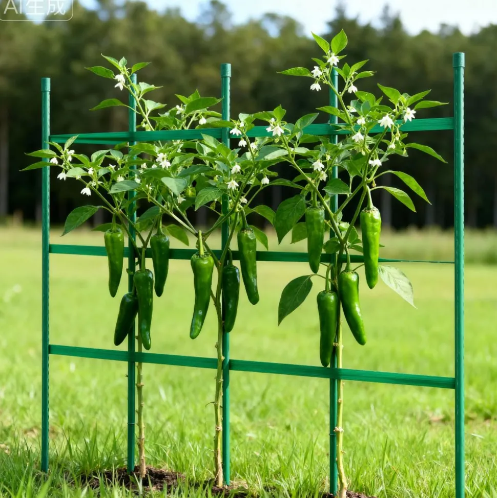 VEVOR Garden Stakes, 50 Pack, 46.06 inch, Plastic Coated Metal Tomato Stakes, Garden Sticks for Plants Support, with Pointed End and Non-Slip Bumps for Growing Climbing Plants, Outdoor Vegetables