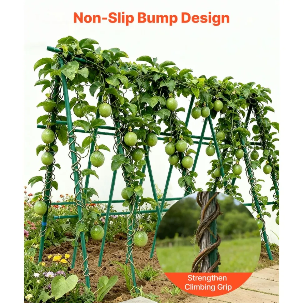 VEVOR Garden Stakes, 50 Pack, 57.28 inch, Plastic Coated Metal Tomato Stakes, Garden Sticks for Plants Support, with Pointed End and Non-Slip Bumps for Growing Climbing Plants, Outdoor Vegetables