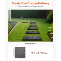 VEVOR Garden Stepping Stones, 16Pcs 15.5 x 15.5 in, Decorative Stepping Stones with Stakes, Weather-Resistant Plastic Pathway Pavers, Smooth Surface, Outdoor Walkway for Lawn Patio Landscape, Beige
