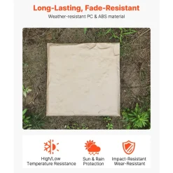 VEVOR Garden Stepping Stones, 4Pcs 15.5 x 15.5 in, Decorative Stepping Stones with Stakes, Weather-Resistant Plastic Pathway Pavers, Smooth Surface, Outdoor Walkway for Lawn Patio Landscape, Beige