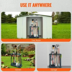 VEVOR Garden Tool Organizer, 10 Slots, Yard Tool Tower Rack for Garage Organization and Storage, Hold Long-Handled Tool/Rake/Broom/Shovel, PP Garden Tool Stand Holder Organizer for Yard, Shed, Outdoor