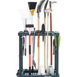 VEVOR Garden Tool Organizer, 10 Slots, Yard Tool Tower Rack for Garage Organization and Storage, Hold Long-Handled Tool/Rake/Broom/Shovel, PP Garden Tool Stand Holder Organizer for Yard, Shed, Outdoor
