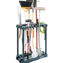 VEVOR Garden Tool Organizer, 10 Slots, Yard Tool Tower Rack for Garage Organization and Storage, Hold Long-Handled Tool/Rake/Broom/Shovel, PP Garden Tool Stand Holder Organizer for Yard, Shed, Outdoor