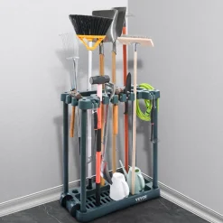 VEVOR Garden Tool Organizer, 10 Slots, Yard Tool Tower Rack for Garage Organization and Storage, Hold Long-Handled Tool/Rake/Broom/Shovel, PP Garden Tool Stand Holder Organizer for Yard, Shed, Outdoor