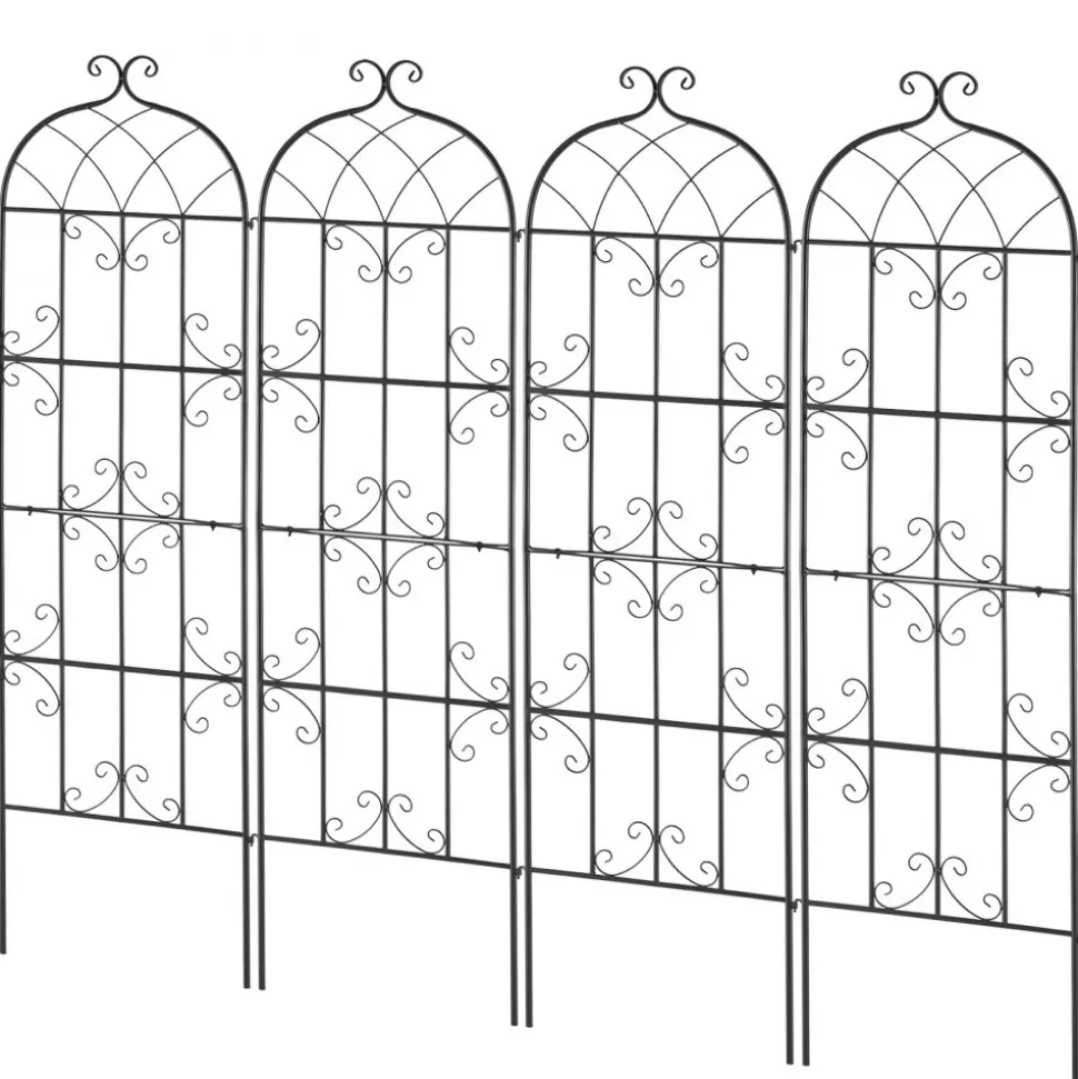 VEVOR Garden Trellis for Climbing Plants, 71 x 20 in, 4 Packs Rustproof Metal Garden Flower Trellis, Outdoor Climbing Rose Trellis Cucumbers Support, Decorative Clematis Trellis for Courtyards Lawns