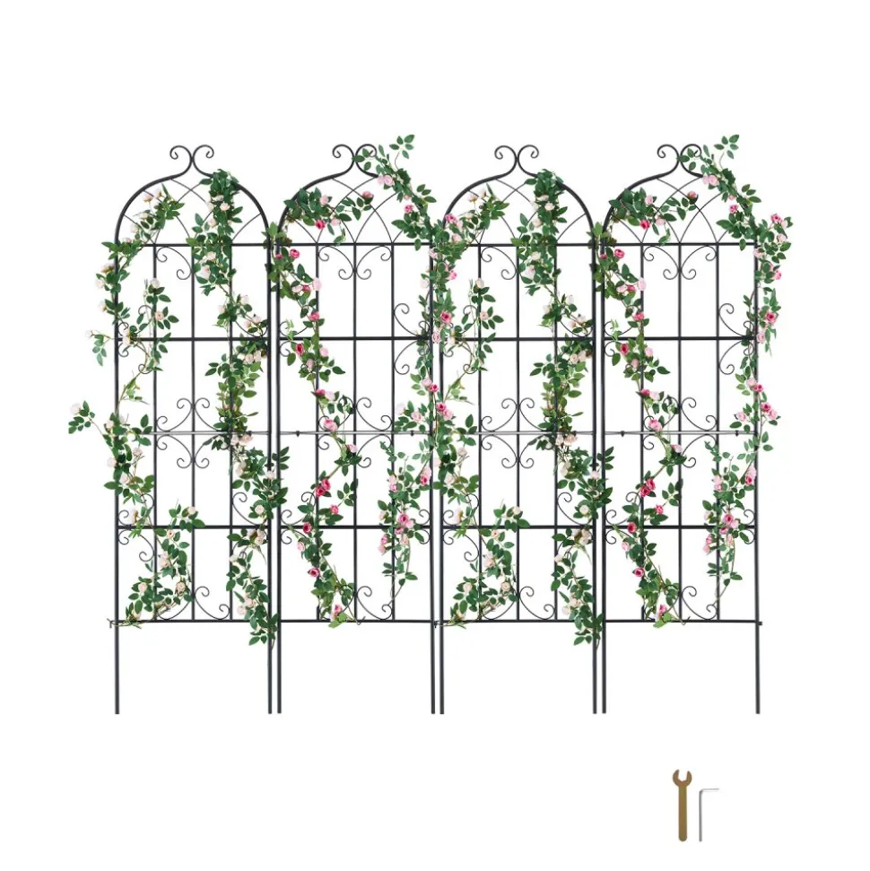 VEVOR Garden Trellis for Climbing Plants, 71 x 20 in, 4 Packs Rustproof Metal Garden Flower Trellis, Outdoor Climbing Rose Trellis Cucumbers Support, Decorative Clematis Trellis for Courtyards Lawns