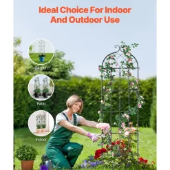 VEVOR Garden Trellis for Climbing Plants, 71 x 20 in, 2 Packs Rustproof Metal Garden Flower Trellis, Outdoor Climbing Rose Trellis Cucumbers Support, Decorative Clematis Trellis for Courtyards Lawns