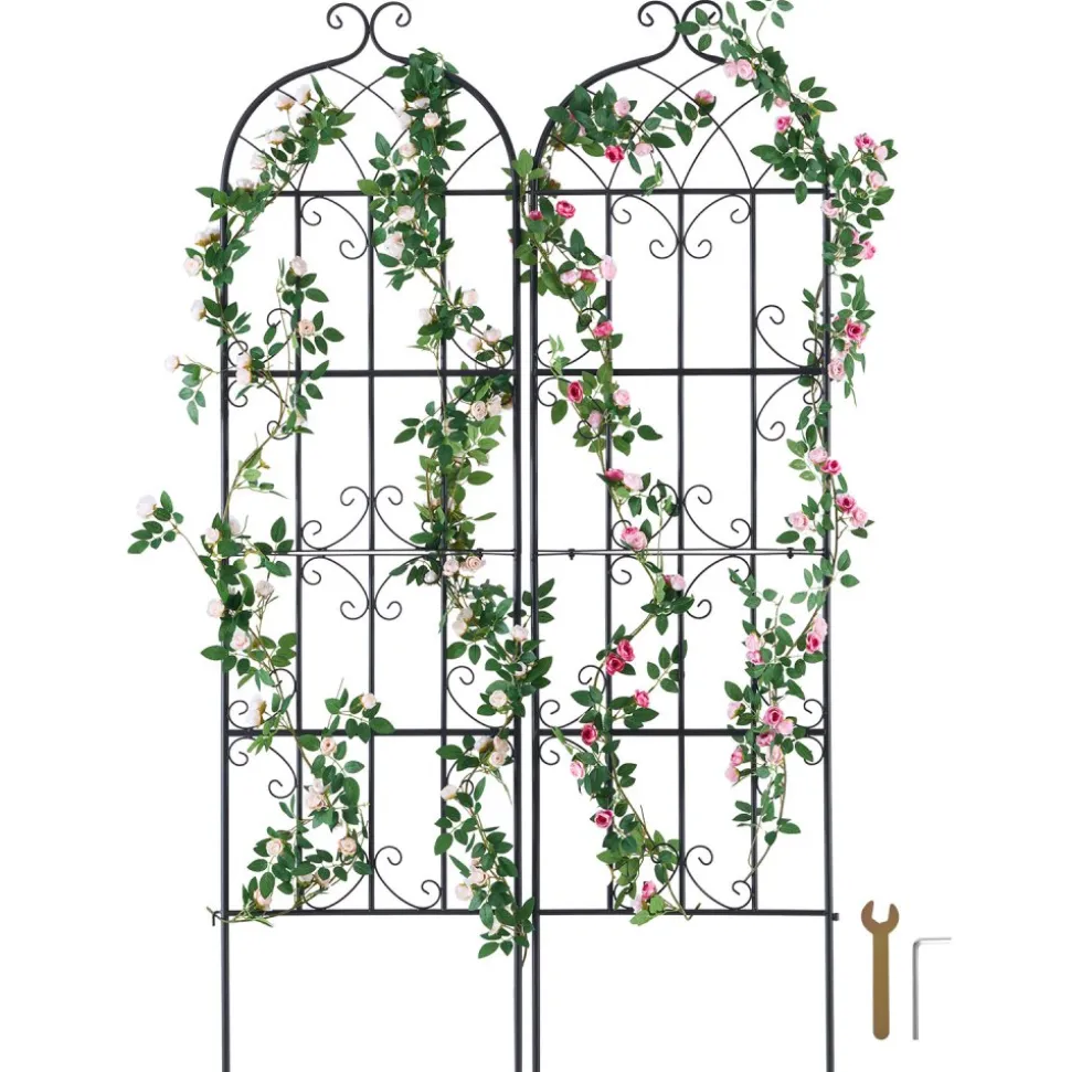 VEVOR Garden Trellis for Climbing Plants, 71 x 20 in, 2 Packs Rustproof Metal Garden Flower Trellis, Outdoor Climbing Rose Trellis Cucumbers Support, Decorative Clematis Trellis for Courtyards Lawns