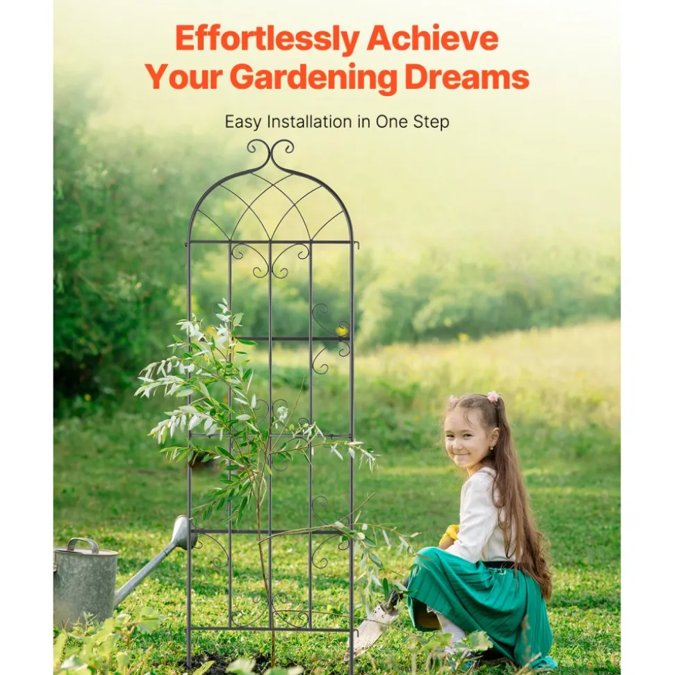 VEVOR Garden Trellis for Climbing Plants, 71 x 20 in, 6 Packs Rustproof Metal Garden Flower Trellis, Outdoor Climbing Rose Trellis Cucumbers Support, Decorative Clematis Trellis for Courtyards Lawns