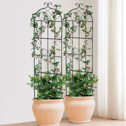 VEVOR Garden Trellis for Climbing Plants, 71 x 20 in, 6 Packs Rustproof Metal Garden Flower Trellis, Outdoor Climbing Rose Trellis Cucumbers Support, Decorative Clematis Trellis for Courtyards Lawns