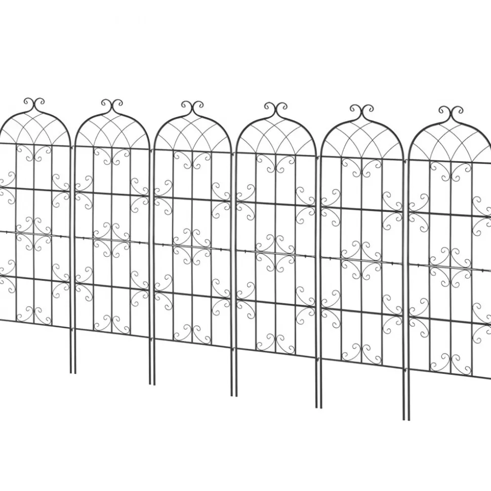 VEVOR Garden Trellis for Climbing Plants, 71 x 20 in, 6 Packs Rustproof Metal Garden Flower Trellis, Outdoor Climbing Rose Trellis Cucumbers Support, Decorative Clematis Trellis for Courtyards Lawns