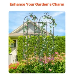 VEVOR Garden Trellis for Climbing Plants, 87 x 20 in, 2 Packs Rustproof Metal Garden Flower Trellis, Outdoor Climbing Rose Trellis Cucumbers Support, Decorative Clematis Trellis for Courtyards Lawns