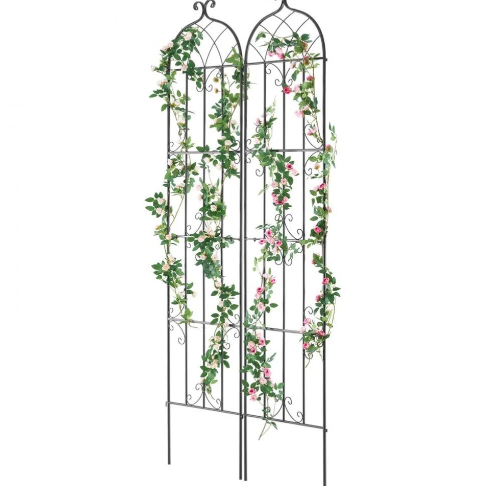 VEVOR Garden Trellis for Climbing Plants, 87 x 20 in, 2 Packs Rustproof Metal Garden Flower Trellis, Outdoor Climbing Rose Trellis Cucumbers Support, Decorative Clematis Trellis for Courtyards Lawns