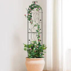 VEVOR Garden Trellis for Climbing Plants, 60 x 15 in, Rustproof Metal Garden Flower Trellis, Outdoor Climbing Rose Trellis Cucumbers Support, Decorative Tall Clematis Trellis for Courtyards Lawns