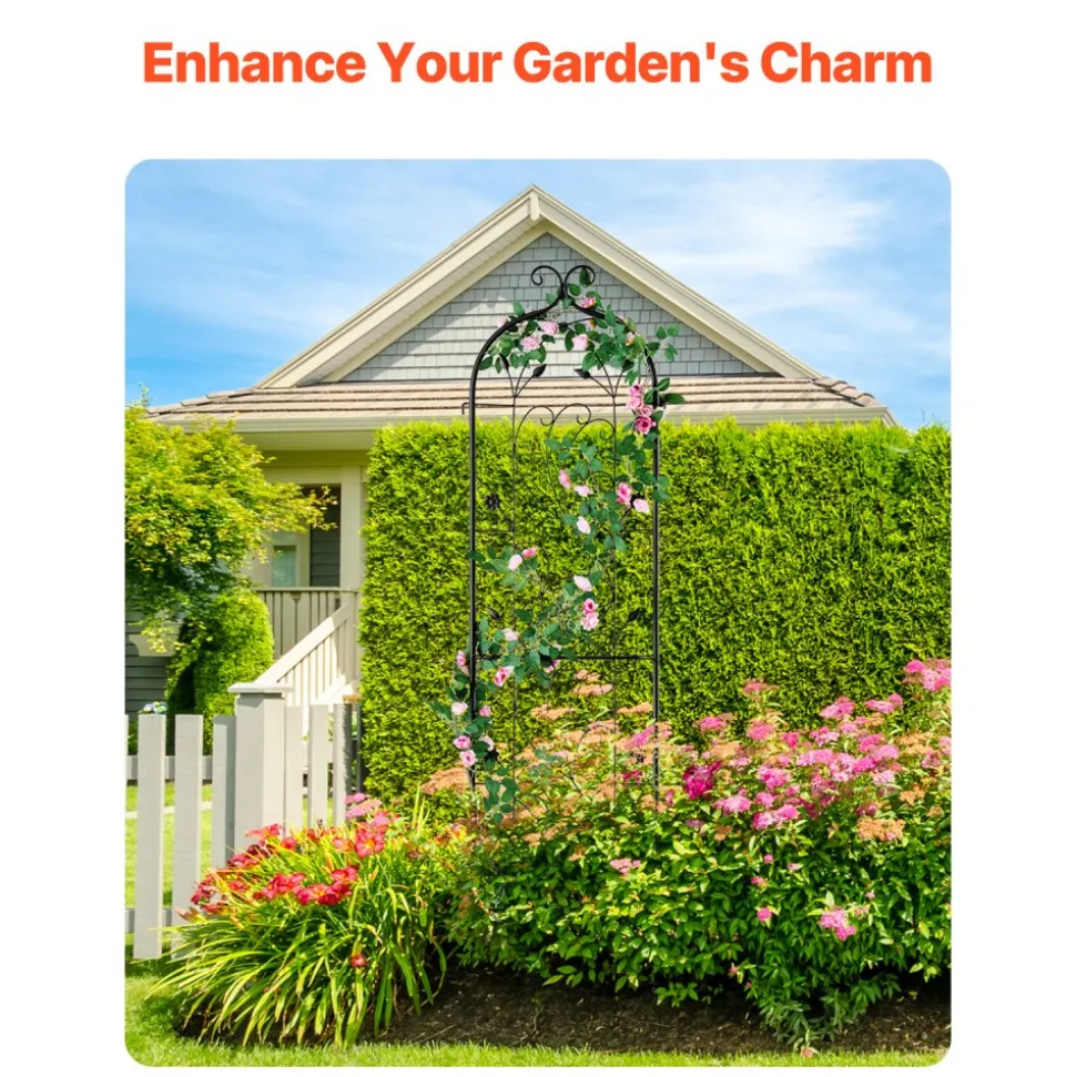 VEVOR Garden Trellis for Climbing Plants, 60 x 15 in, Rustproof Metal Garden Flower Trellis, Outdoor Climbing Rose Trellis Cucumbers Support, Decorative Tall Clematis Trellis for Courtyards Lawns