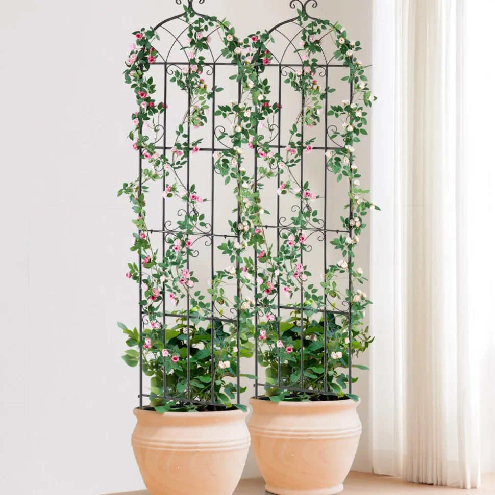 VEVOR Garden Trellis for Climbing Plants, 87 x 20 in, 4 Packs Rustproof Metal Garden Flower Trellis, Outdoor Climbing Rose Trellis Cucumbers Support, Decorative Clematis Trellis for Courtyards Lawns