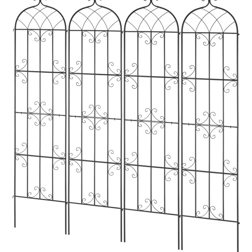 VEVOR Garden Trellis for Climbing Plants, 87 x 20 in, 4 Packs Rustproof Metal Garden Flower Trellis, Outdoor Climbing Rose Trellis Cucumbers Support, Decorative Clematis Trellis for Courtyards Lawns