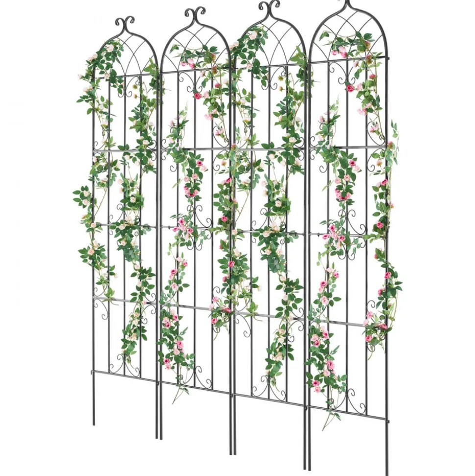 VEVOR Garden Trellis for Climbing Plants, 87 x 20 in, 4 Packs Rustproof Metal Garden Flower Trellis, Outdoor Climbing Rose Trellis Cucumbers Support, Decorative Clematis Trellis for Courtyards Lawns