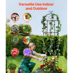 VEVOR Garden Trellis for Climbing Plants, 87 x 20 in, 4 Packs Rustproof Metal Garden Flower Trellis, Outdoor Climbing Rose Trellis Cucumbers Support, Decorative Clematis Trellis for Courtyards Lawns
