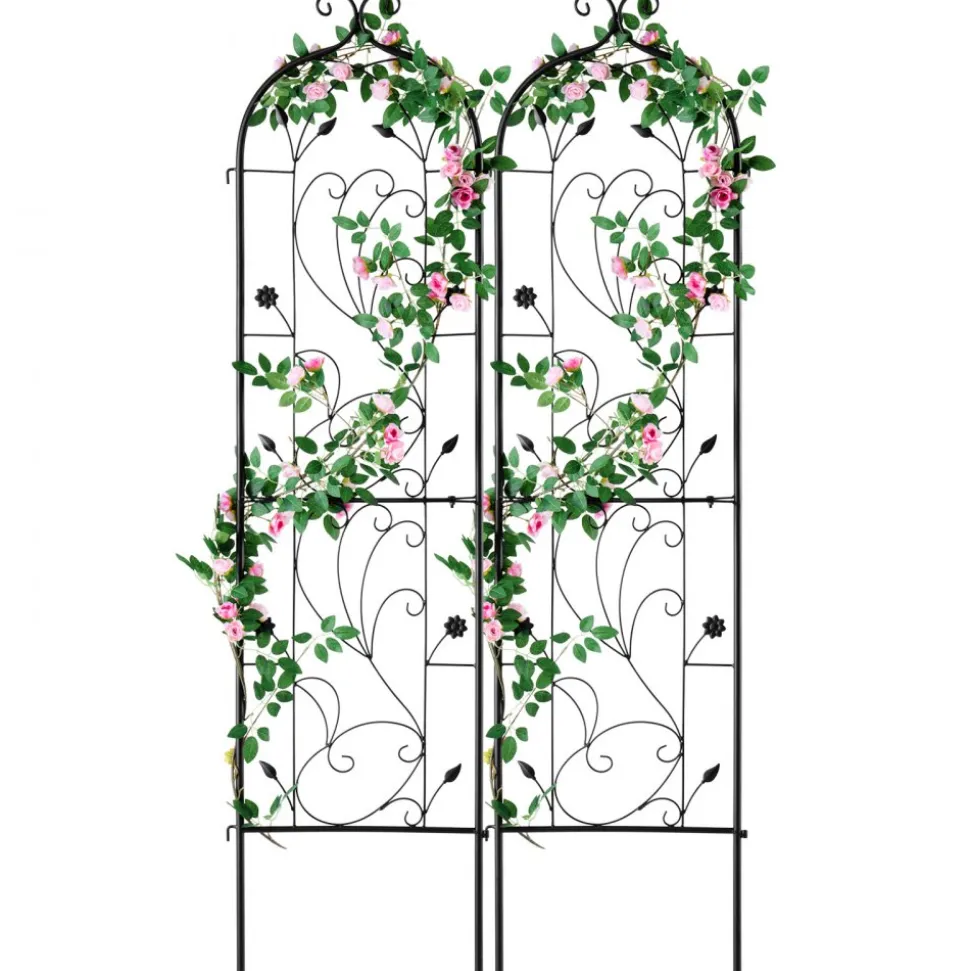 VEVOR Garden Trellis for Climbing Plants, 60 x 15 in, 2 Packs Rustproof Metal Garden Flower Trellis, Outdoor Climbing Rose Trellis Cucumbers Support, Decorative Clematis Trellis for Courtyards Lawns